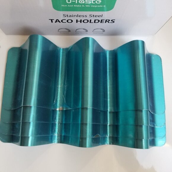 Taco Holders Stainless Steel U-Taste Soft Hard Taco Shell Rack Set of 4 - Picture 3 of 13